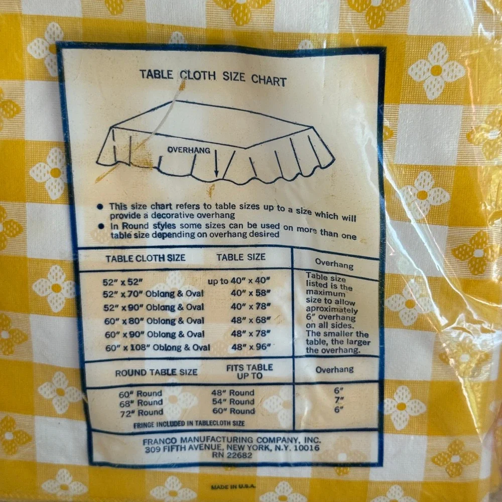 Vintage Decorator Tavern Check Vinyl Tablecloth Yellow 52x70 & Red 53x24 Lot